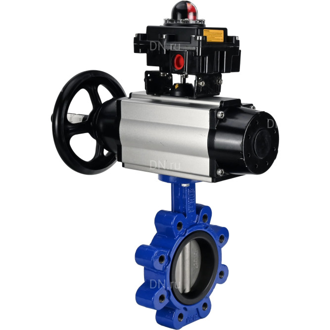 Затвор дисковый поворотный WBV1631E-2W-Fb-H Ду125 Ру16 LUG корпус - чугун QT450, диск - нержавеющая сталь 304, уплотнение - EPDM, с пневмоприводом PA-DA-105-1 и БКВ APL-410N EX в Алматы