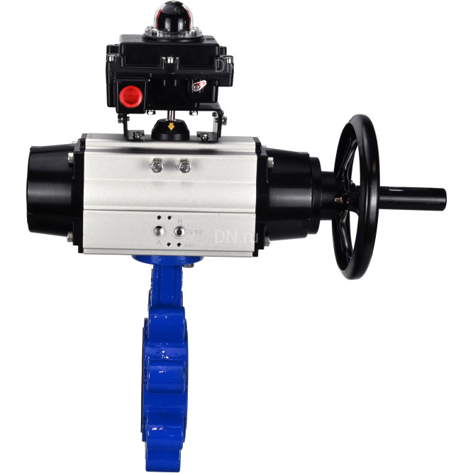 Затвор дисковый поворотный WBV1631E-2W-Fb-H Ду125 Ру16 LUG корпус - чугун QT450, диск - нержавеющая сталь 304, уплотнение - EPDM, с пневмоприводом PA-DA-105-1 и БКВ APL-410N EX в Алматы