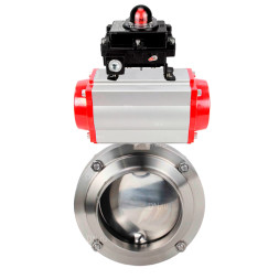 Затвор дисковый поворотный WBV3131S-2W-W-H Ду25 Ру10 под приварку, пищевая нержавеющая сталь 304, уплотнение – Silicon, с пневмоприводом PA-DA-065 и БКВ APL-410N EX