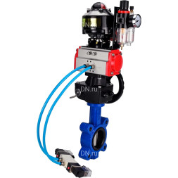 Затвор дисковый поворотный WBV1631E-2W-Fb-H Ду100 Ру16 LUG, корпус - чугун, диск - сталь 304, уплотнение - EPDM, с пневмоприводом PA-DA-083, пневмораспределителем 4M320-10 AC220V, ручным дублером MON2-450-T28-ISO, БКВ APL-510N EX и БПВ AFC2000