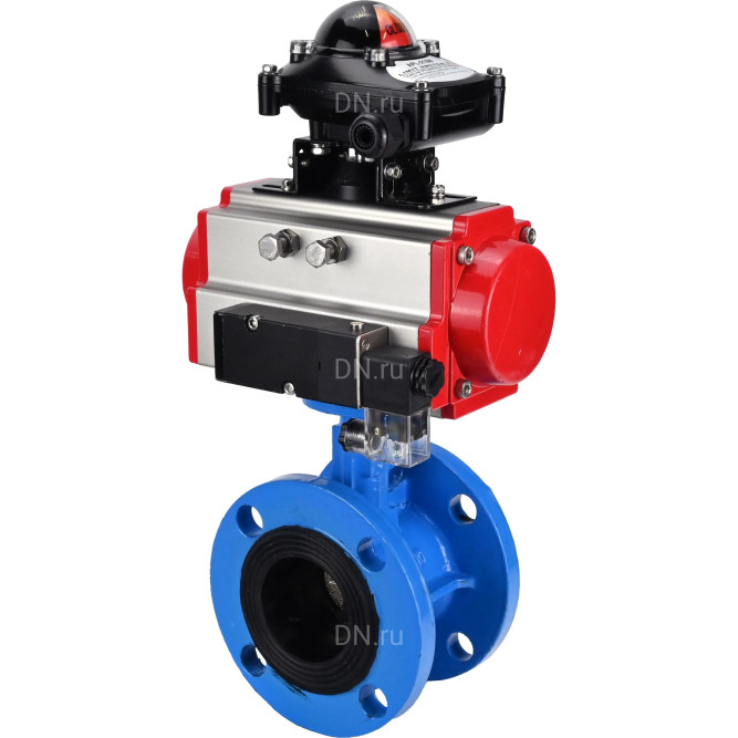 Затвор дисковый поворотный WBV1313E-2W-F-H Ду80 Ру16 фланцевый, корпус - чугун GGG40, диск - чугун GGG40, уплотнение - EPDM, с пневмоприводом PA-DA-105, пневмораспределителем 4M310-08 DC24V и БКВ APL-210N в Алматы