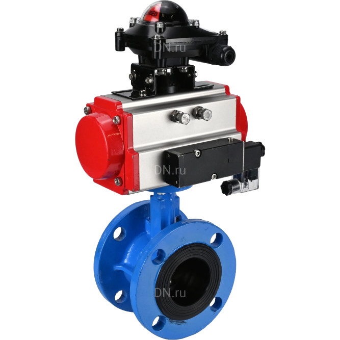Затвор дисковый поворотный WBV1313E-2W-F-H Ду80 Ру16 фланцевый, корпус - чугун GGG40, диск - чугун GGG40, уплотнение - EPDM, с пневмоприводом PA-DA-105, пневмораспределителем 4M310-08 DC24V и БКВ APL-210N в Алматы