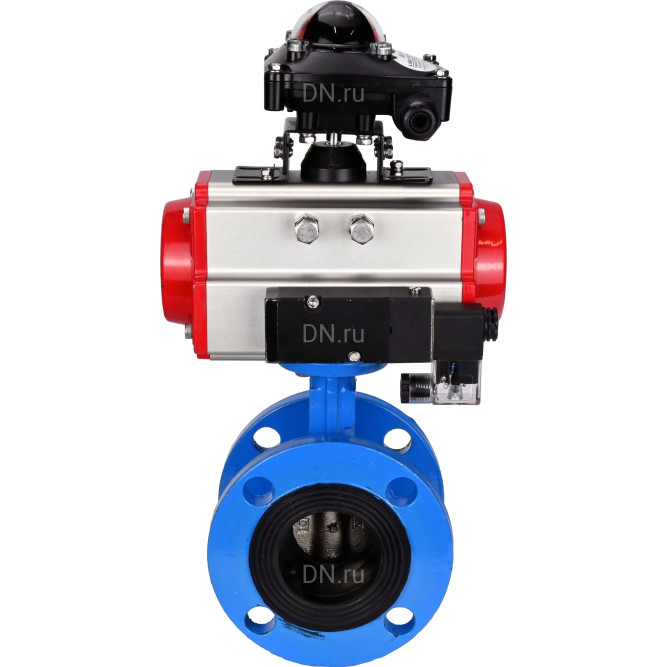 Затвор дисковый поворотный WBV1313E-2W-F-H Ду80 Ру16 фланцевый, корпус - чугун GGG40, диск - чугун GGG40, уплотнение - EPDM, с пневмоприводом PA-DA-105, пневмораспределителем 4M310-08 DC24V и БКВ APL-210N в Алматы
