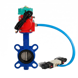 Затвор дисковый поворотный WBV1132N-2W-Fb-H Ду40 Ру16 корпус - чугун GG25, диск - нержавеющая сталь 316L, уплотнение - NBR, с пневмоприводом PA-SA-083, пневмораспределителем 4V320-08 AC220V и магнитным переключателем ALS200D