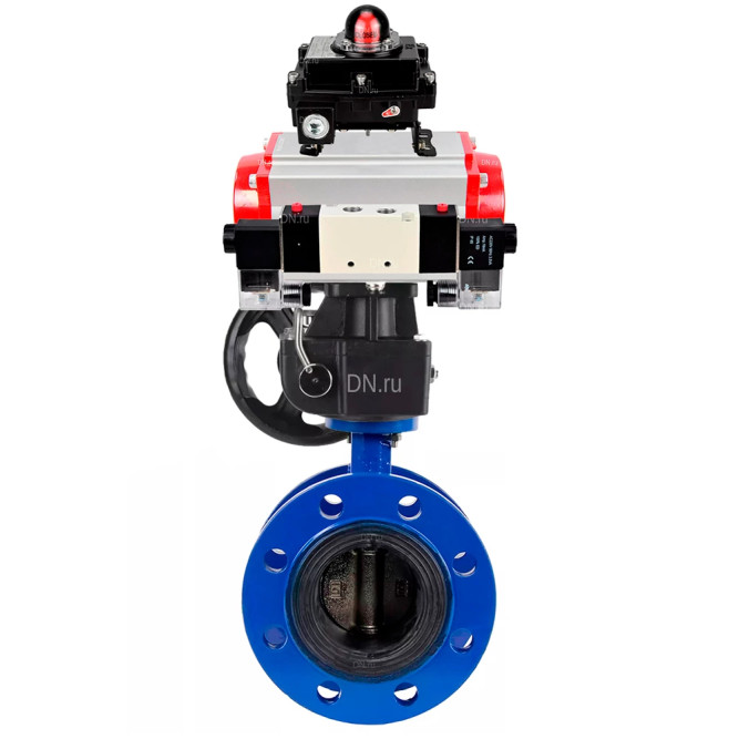 Затвор дисковый поворотный WBV1331E-2W-F-H Ду80 Ру16, корпус - чугун GGG40, диск - нерж. сталь 304, уплотнение - EPDM, с пневмоприводом PA-DA-105, пневмораспределителем 4M320-08 AC220V, ручным дублером MON3-700-T38-ISO и БКВ APL-410N EX в Алматы