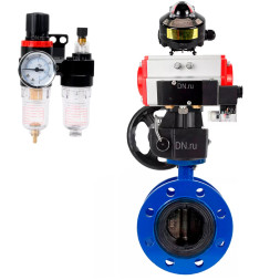 Затвор дисковый поворотный WBV1331E-2W-F-H Ду150 Ру16 фланцевый, чугун GGG40/нержавеющая сталь 304, EPDM, с пневмоприводом PA-DA-130, пневмораспределителем 4M310-08 AC220V, БКВ APL-510N EX, ручным дублером MON3-700-T38-ISO и БПВ AFC2000