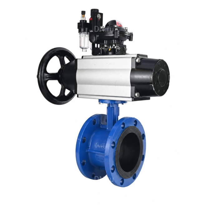 Затвор дисковый поворотный WBV1331E-2W-F-H Ду50 Ру16 фланцевый, корпус - чугун GGG40, диск - нержавеющая сталь 304, уплотнение - EPDM, с пневмоприводом PA-DA-105-1, 4M310-08 AC220V, APL-210N и AFC2000 в Алматы
