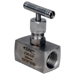 Клапан игольчатый VN3131M-T-Ht 1/2″ Ду15 Ру400 резьбовой, корпус - нержавеющая сталь 304, уплотнение - металл, с Т-образной рукояткой