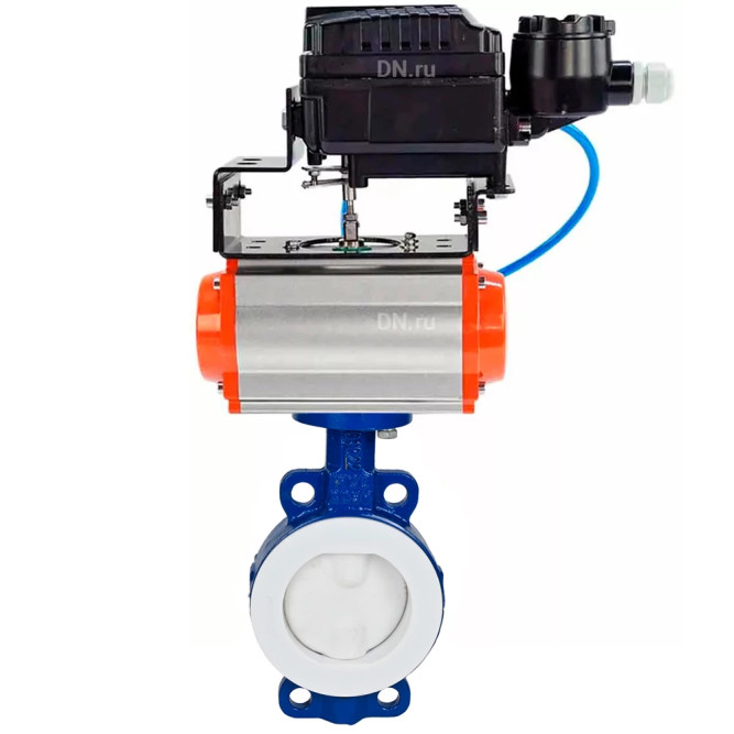 Затвор дисковый поворотный WBV3434Pf-2W-Fb-R Ду150 Ру16 корпус - углеродистая сталь WCB, диск - углеродистая сталь WCB, футерованный PTFE, уплотнение - PTFE, с пневмоприводом PA-DA-105 и позиционером YT-1000RSN с обратной связью в Алматы