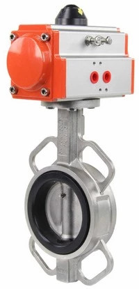 Затвор дисковый поворотный WBV3232V-2W-Fb-H Ду300 Ру16, корпус - нержавеющая сталь, диск - нержавеющая сталь, уплотнение - VITON, с пневмоприводом PA-SA-210 с возвратными пружинами в Алматы