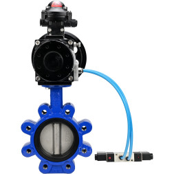 Затвор дисковый поворотный WBV1631E-2W-Fb-H Ду125 Ру16 LUG корпус - чугун QT450, диск - нержавеющая сталь 304, уплотнение - EPDM, с пневмоприводом PA-DA-105-1, пневмораспределителем 4V320-08 AC220V и БКВ APL-210N