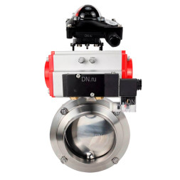 Затвор дисковый поворотный WBV3131S-2W-W-H Ду50 Ру10 под приварку, пищевая нержавеющая сталь 304, уплотнение – Silicon, с пневмоприводом PA-DA-052, пневмораспределителем 4M310-08 DC24V и БКВ APL-210N