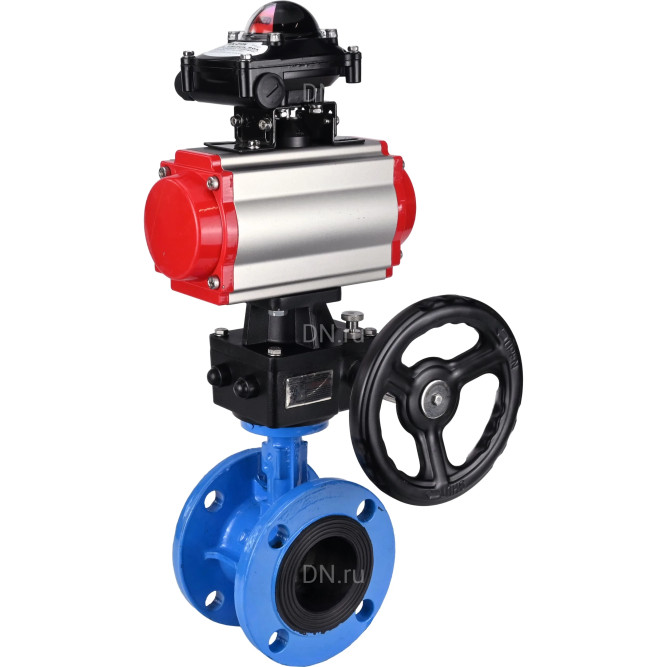 Затвор дисковый поворотный WBV1313E-2W-F-H Ду200 Ру16 фланцевый, корпус - чугун GGG40, диск - чугун GGG40, уплотнение - EPDM, с пневмоприводом PA-DA-140, БКВ APL-210N и ручным дублером MON2-450-T28-ISO в Алматы
