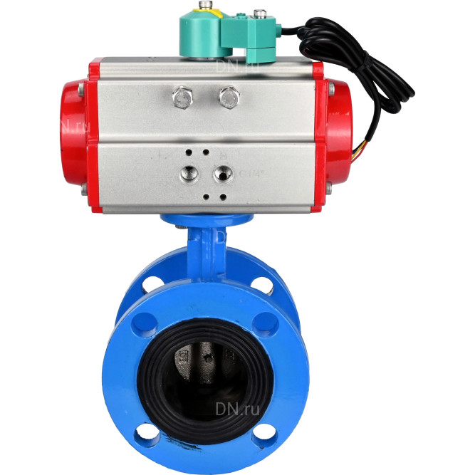 Затвор дисковый поворотный WBV1313E-2W-F-H Ду80 Ру16 фланцевый, корпус - чугун GGG40, диск - чугун GGG40, уплотнение - EPDM, с пневмоприводом PA-DA-105 и магнитным переключателем ALS200D в Алматы