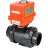 Кран шаровой BV4242E-FP-GRM-ISO Дн15 Ру10 полнопроходной, корпус - НПВХ, шар - НПВХ, уплотнение - EPDM, с электроприводом QT-N-003EM-O1-220VAC-У1 MINI в Алматы
