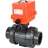 Кран шаровой BV4242E-FP-GRM-ISO Дн15 Ру10 полнопроходной, корпус - НПВХ, шар - НПВХ, уплотнение - EPDM, с электроприводом QT-N-003EM-O1-220VAC-У1 MINI в Алматы