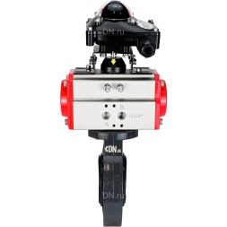 Затвор дисковый поворотный WBV4242E-2W-Fb-ISO Дн65 Ру10 межфланцевый, корпус - НПВХ, диск - НПВХ, уплотнение - EPDM, с пневмоприводом PA-SA-065 и БКВ APL-210N