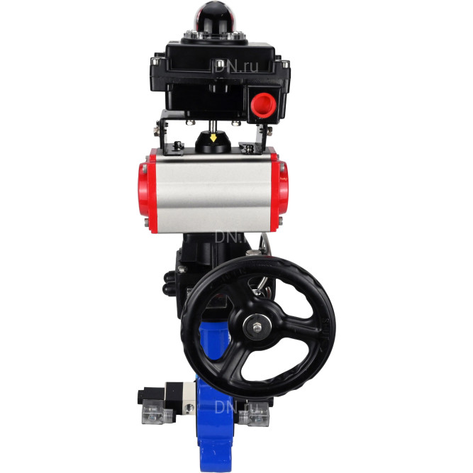 Затвор дисковый поворотный WBV1616N-2W-Fb-H Ду125 Ру16 LUG корпус - чугун QT450, диск - чугун QT450, уплотнение - NBR, с пневмоприводом PA-DA-105, пневмораспределителем 4V320-10 AC220V, БКВ APL-410N EX и редуктором MON3-700-T38-ISO в Алматы