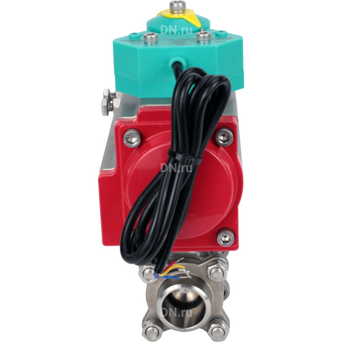 Кран шаровой BV3232P(3pc)-FP-W-ISO-H Ду40 Ру40 полнопроходной, корпус - нержавеющая сталь 316, уплотнение - PTFE, под приварку, с пневмоприводом PA-DA-083 и магнитным переключателем ALS200D в Алматы