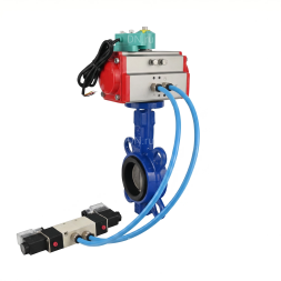 Затвор дисковый поворотный WBV1132N-2W-Fb-H Ду40 Ру16 корпус - чугун GG25, диск - нержавеющая сталь 316L, уплотнение - NBR, с пневмоприводом PA-SA-083, пневмораспределителем 4V320-10 AC220V и магнитным переключателем ALS200D