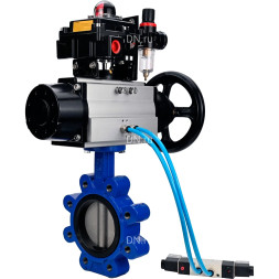 Затвор дисковый поворотный WBV1631E-2W-Fb-H Ду125 Ру16 LUG, корпус - чугун QT450, диск - нержавеющая сталь 304, уплотнение - EPDM, с пневмоприводом PA-DA-105-1, пневмораспределителем 4M320-10 AC220V, БКВ APL-410N EX и БПВ AFC2000