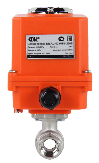 Кран шаровой BV3232P(2pc)-FP-T-ISO-H Ду10 Ру63 полнопроходной двухходовой, нержавеющая сталь 316, внутренняя резьба, уплотнение - PTFE, с электроприводом четвертьоборотным QT-N-003EM-O1-220VAC-У1 MINI в Алматы