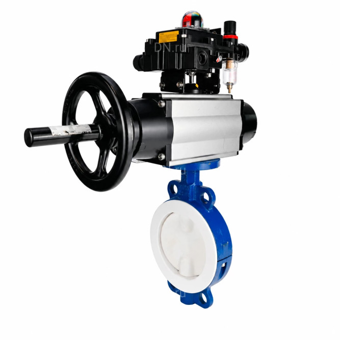 Затвор дисковый поворотный WBV3434Pf-2W-Fb-R Ду200 Ру16, корпус - угл. сталь WCB, диск - угл. сталь WCB, футерованный PTFE, уплотнение - PTFE, с пневмоприводом PA-DA-105-1, пневмораспределителем 4M310-08 AC220V, БКВ APL-410N EX и БПВ AFC2000 в Алматы