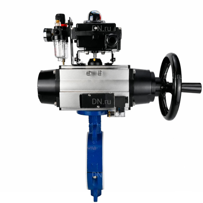 Затвор дисковый поворотный WBV3434Pf-2W-Fb-R Ду200 Ру16, корпус - угл. сталь WCB, диск - угл. сталь WCB, футерованный PTFE, уплотнение - PTFE, с пневмоприводом PA-DA-105-1, пневмораспределителем 4M310-08 AC220V, БКВ APL-410N EX и БПВ AFC2000 в Алматы