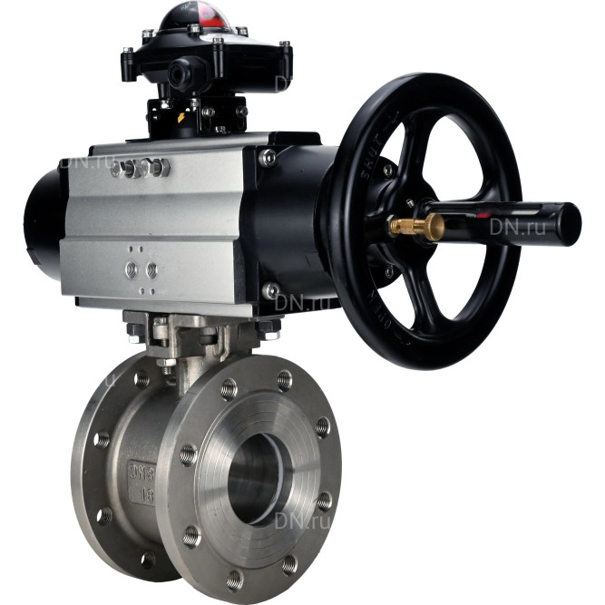 Кран шаровой BV3232P-FP-Fb-ISO-H Ду100 Ру16 полнопроходной межфланцевый, корпус - нержавеющая сталь AISI316, уплотнение - PTFE, с пневмоприводом PA-DA-105-1 и БКВ APL-210N в Алматы