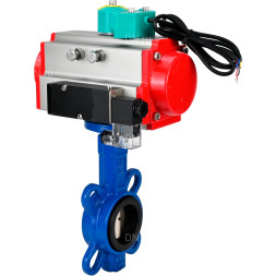 Затвор дисковый поворотный WBV1413E-2W-Fb-H Ду150 Ру16 корпус - чугун GGG50, диск - чугун GGG40, уплотнение - EPDM, с пневмоприводом PA-DA-105, пневмораспределителем 4M310-08 DC24V и магнитным переключателем ALS200D