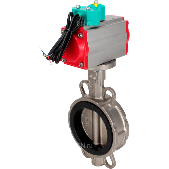 Затвор дисковый поворотный WBV3232N-2W-Fb-H Ду100 Ру16 корпус - нержавеющая сталь 316L, диск - нержавеющая сталь 316L, уплотнение - NBR, с пневмоприводом PA-DA-105 и магнитным переключателем ALS200D в Алматы
