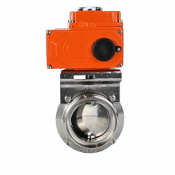 Затвор дисковый поворотный WBV3131E-2W-T-H Ду65 Ру10 резьбовой, корпус - пищевая нержавеющая сталь 304, уплотнение - EPDM, с электроприводом QT-N-003EM-O1-24VDC-У1 HARK