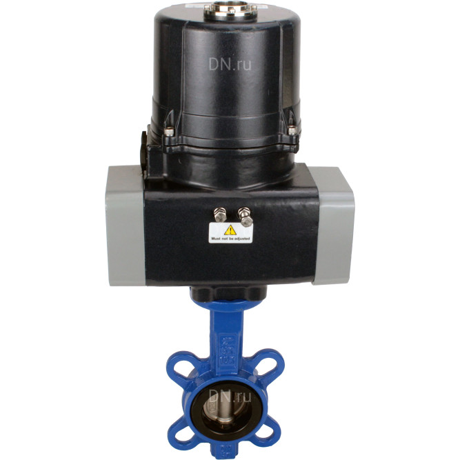 Затвор дисковый поворотный WBV1413E-2W-Fb-H Ду40 Ру16 корпус - чугун GGG50, диск - чугун GGG40, уплотнение - EPDM, 9х9, F05, с электроприводом четвертьоборотным QTSA-N-003EM-O0-220VAC с пружинным возвратом в Алматы