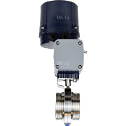 Затвор дисковый поворотный WBV3131S-2W-T-H Ду65 Ру10 резьбовой, корпус - пищевая нерж. сталь AISI 304, диск - нерж. сталь AISI 304, уплотнение - Silicon, с электроприводом четвертьоборотным QTSA-N-003EM-O0-220VAC с пружинным возвратом