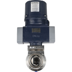 Затвор дисковый поворотный WBV3131S-2W-T-H Ду65 Ру10 резьбовой, корпус - пищевая нерж. сталь AISI 304, диск - нерж. сталь AISI 304, уплотнение - Silicon, с электроприводом четвертьоборотным QTSA-N-003EM-O0-220VAC с пружинным возвратом
