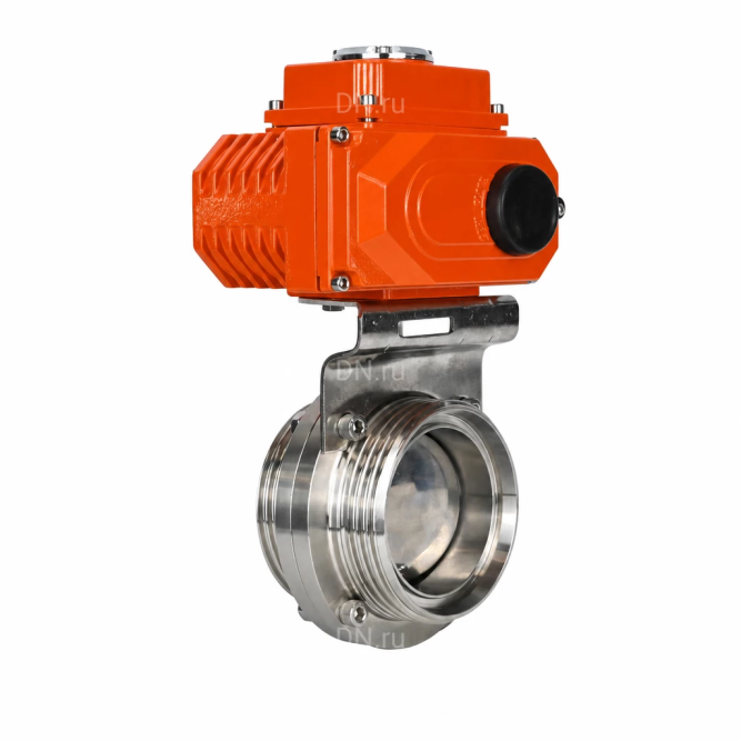 Затвор дисковый поворотный WBV3131E-2W-T-H Ду80 Ру10 резьбовой, корпус - пищевая нержавеющая сталь 304, уплотнение - EPDM, с электроприводом QT-N-003EM-O1-24VDC-У1 HARK в Алматы