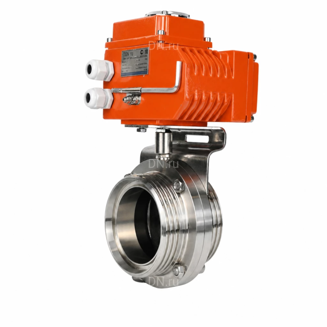 Затвор дисковый поворотный WBV3131E-2W-T-H Ду80 Ру10 резьбовой, корпус - пищевая нержавеющая сталь 304, уплотнение - EPDM, с электроприводом QT-N-003EM-O1-24VDC-У1 HARK в Алматы