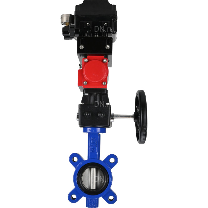 Затвор дисковый поворотный WBV1631N-2W-Fb-H Ду80 Ру16 LUG корпус - чугун QT450, диск - нержавеющая сталь 304, уплотнение - NBR, с пневмоприводом PA-DA-083, редуктором MON2-450-T28-ISO и позиционером YT-1000RSN без обратной связи в Алматы