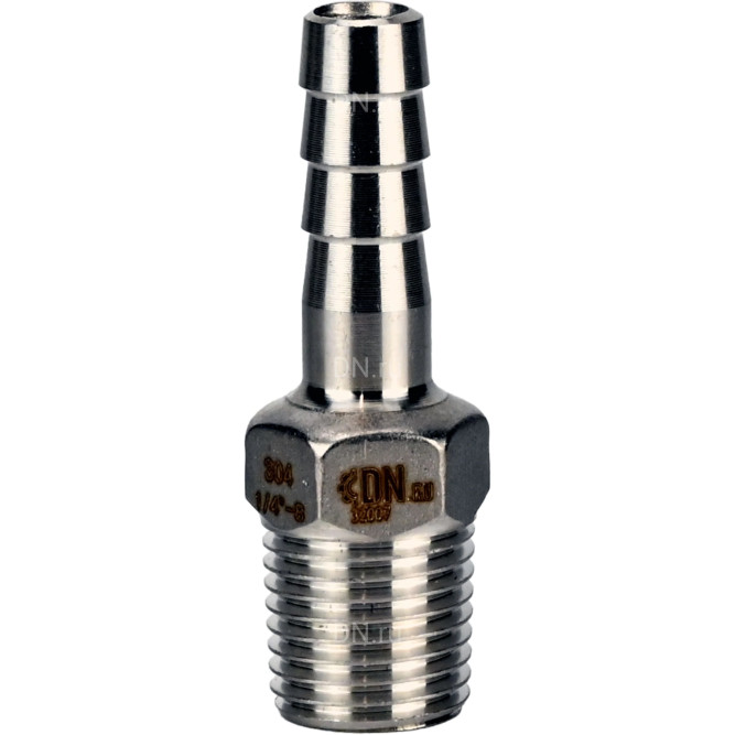 Штуцер елочка BF31-T-3/4-10 3/4″х10мм Ду20 Ру16 шланговый, корпус - нержавеющая сталь AISI 304 (CF8), присоединение - наружная резьба/штуцер в Алматы