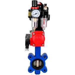Затвор дисковый поворотный WBV1616N-2W-Fb-H Ду65 Ру16 LUG корпус - чугун QT450, диск - чугун QT450, уплотнение - NBR, с пневмоприводом PA-DA-065, пневмораспределителем 4M310-08 DC24V, БКВ APL-510N EX и БПВ AFC2000