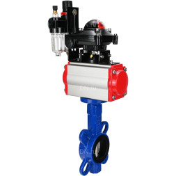 Затвор дисковый поворотный WBV1432N-2W-Fb-H Ду150 Ру16, корпус - чугун GGG50, диск - нержавеющая сталь 316L, уплотнение - NBR, с пневмоприводом PA-SA-140, пневмораспределителем 4M310-08 AC220V, БКВ APL-210N, БПВ AFC2000