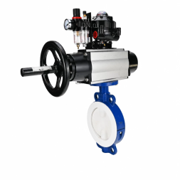 Затвор дисковый поворотный WBV3434Pf-2W-Fb-R Ду150 Ру16, корпус - угл. сталь WCB, диск - угл. сталь WCB, футерованный PTFE, уплотнение - PTFE, с пневмоприводом PA-DA-105-1, пневмораспределителем 4M310-08 AC220V, БКВ APL-510N EX и БПВ AFC2000
