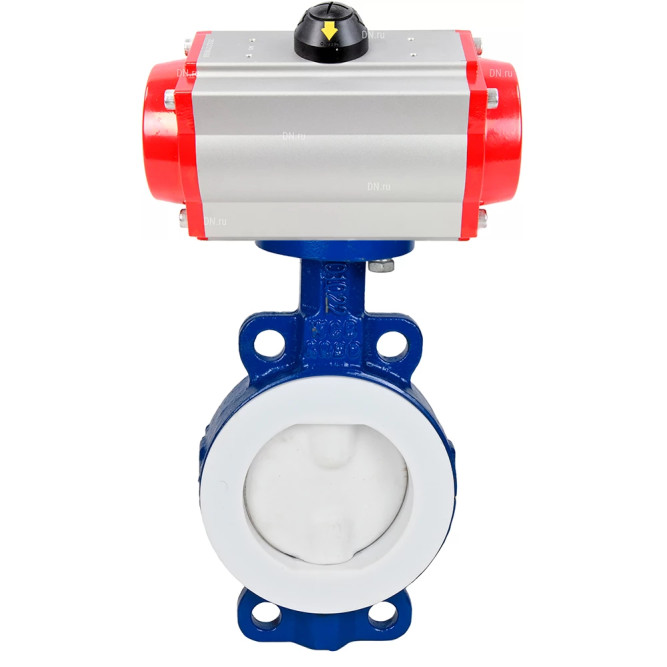 Затвор дисковый поворотный WBV3434Pf-2W-Fb-R Ду250 Ру16 корпус - углеродистая сталь WCB, диск - углеродистая сталь WCB, футерованный PTFE, уплотнение - PTFE, с пневмоприводом PA-DA-130 двойного действия в Алматы
