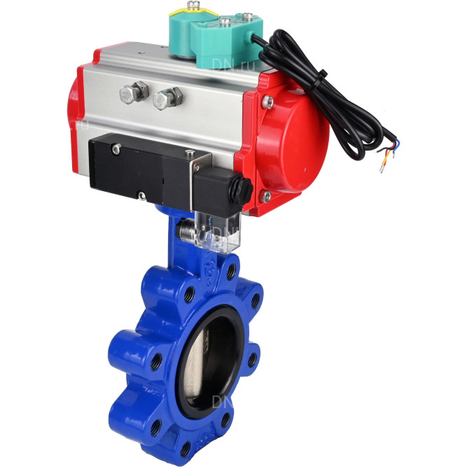 Затвор дисковый поворотный WBV1616E-2W-Fb-H Ду125 Ру16 LUG корпус - чугун QT450, диск - чугун QT450, уплотнение - EPDM, с пневмоприводом PA-DA-105, пневмораспределителем 4M310-08 DC24V и магнитным переключателем ALS200D в Алматы