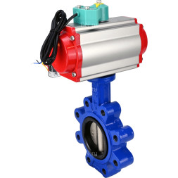 Затвор дисковый поворотный WBV1616E-2W-Fb-H Ду125 Ру16 LUG корпус - чугун QT450, диск - чугун QT450, уплотнение - EPDM, с пневмоприводом PA-DA-105, пневмораспределителем 4M310-08 DC24V и магнитным переключателем ALS200D