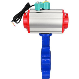 Затвор дисковый поворотный WBV1616E-2W-Fb-H Ду125 Ру16 LUG корпус - чугун QT450, диск - чугун QT450, уплотнение - EPDM, с пневмоприводом PA-DA-105, пневмораспределителем 4M310-08 DC24V и магнитным переключателем ALS200D