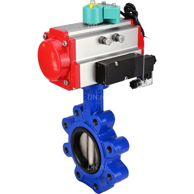 Затвор дисковый поворотный WBV1616E-2W-Fb-H Ду125 Ру16 LUG корпус - чугун QT450, диск - чугун QT450, уплотнение - EPDM, с пневмоприводом PA-DA-105, пневмораспределителем 4M310-08 DC24V и магнитным переключателем ALS200D в Алматы