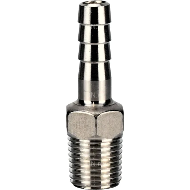 Штуцер елочка BF31-T-3/4-12 3/4″х12мм Ду20 Ру16 шланговый, корпус - нержавеющая сталь AISI 304 (CF8), присоединение - наружная резьба/штуцер в Алматы