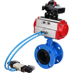 Затвор дисковый поворотный WBV1313E-2W-F-H Ду50 Ру16 фланцевый, корпус - чугун GGG40, диск - чугун GGG40, уплотнение - EPDM, с пневмоприводом PA-DA-105, пневмораспределителем 4V320-08 AC220V и БКВ APL-210N