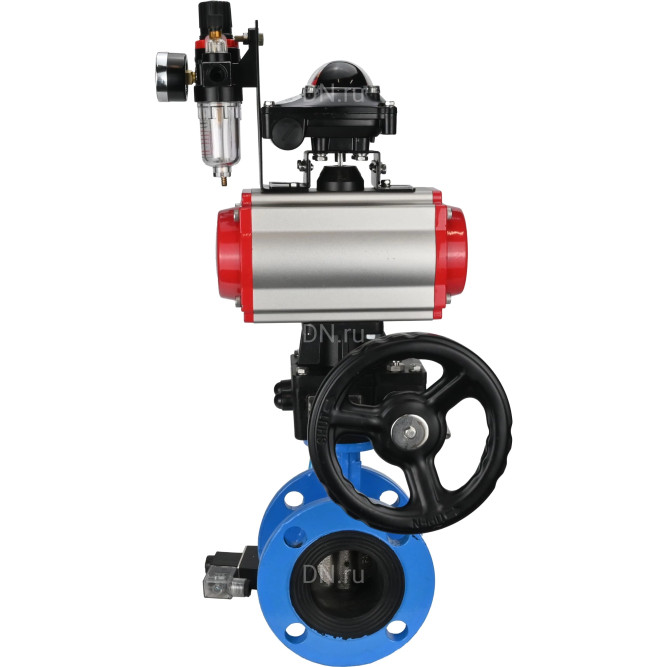 Затвор дисковый поворотный WBV1313E-2W-F-H Ду80 Ру16 фланцевый, корпус - чугун GGG40, диск - чугун GGG40, EPDM, с пневмоприводом PA-DA-105, пневмораспределителем 4V320-10 AC220V, БКВ APL-210N, ручным дублером MON1-250-T26-ISO и БПВ AFC2000 в Алматы
